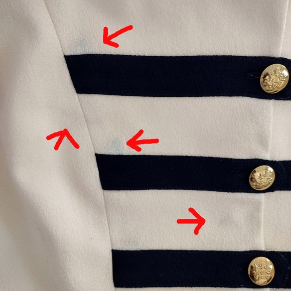 Vintage 1980s Cream and Black Striped Military Style Cropped Jacket - Picture 11 of 12